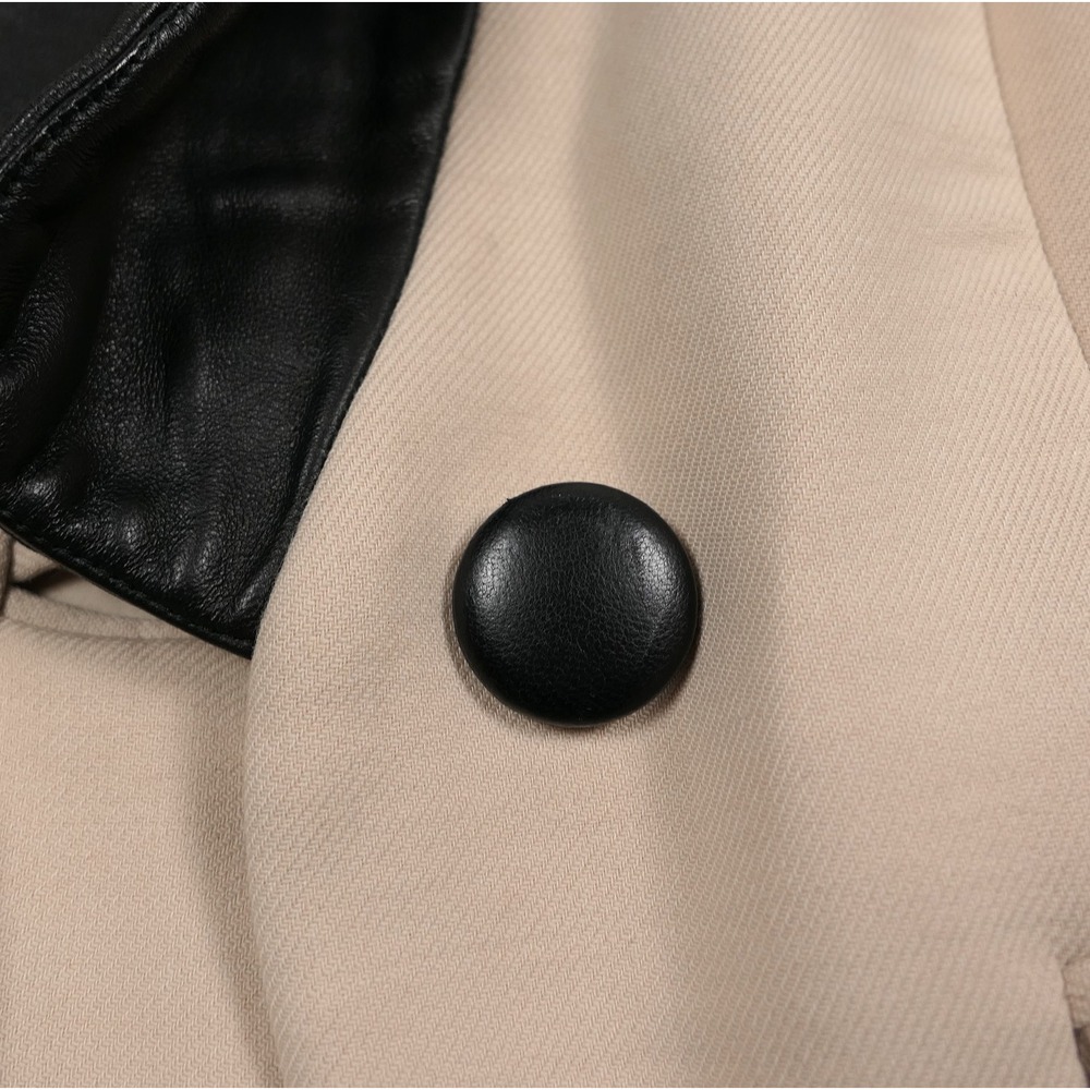 NEW Milly New York Wool & Lamb Leather Shawl Blazer Dinner Jacket Size 6 Beige - Picture 9 of 10